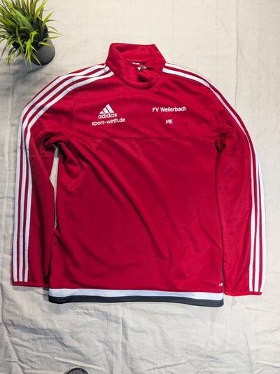 Adidas Red Training Top 3 Stripes Climacool Football